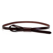 Load image into Gallery viewer, RAINIE SEAN Thin Real Leather Women Belt Korean Casual Ladies Knot Belts for Dresses Autumn Camel Self Tie Strap Accessories