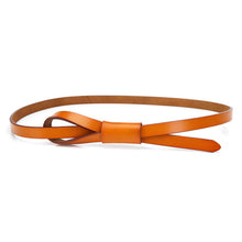 Load image into Gallery viewer, RAINIE SEAN Thin Real Leather Women Belt Korean Casual Ladies Knot Belts for Dresses Autumn Camel Self Tie Strap Accessories