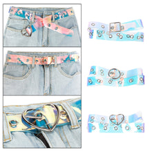 Load image into Gallery viewer, Fashion Transparent Women Belt Holographic Waistband Clear Waist Belt Metal Pin Buckle Laser Waist Belts for Women Belt