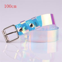 Load image into Gallery viewer, Fashion Transparent Women Belt Holographic Waistband Clear Waist Belt Metal Pin Buckle Laser Waist Belts for Women Belt