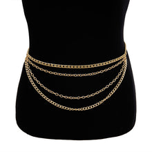 Load image into Gallery viewer, BLA Fashion Women's Chain Belt Waistband Wild Belt Chains Gold Silver Color Multilayer Long Chains Belts Party Dress Body Chain