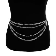 Load image into Gallery viewer, BLA Fashion Women's Chain Belt Waistband Wild Belt Chains Gold Silver Color Multilayer Long Chains Belts Party Dress Body Chain