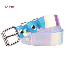 Load image into Gallery viewer, Fashion Transparent Women Belt Holographic Waistband Clear Waist Belt Metal Pin Buckle Laser Waist Belts for Women Belt
