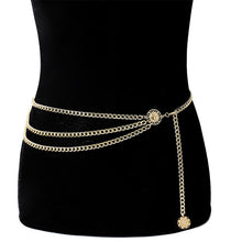 Load image into Gallery viewer, BLA Fashion Women's Chain Belt Waistband Wild Belt Chains Gold Silver Color Multilayer Long Chains Belts Party Dress Body Chain
