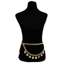 Load image into Gallery viewer, BLA Fashion Women's Chain Belt Waistband Wild Belt Chains Gold Silver Color Multilayer Long Chains Belts Party Dress Body Chain
