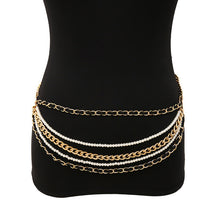 Load image into Gallery viewer, BLA Fashion Women's Chain Belt Waistband Wild Belt Chains Gold Silver Color Multilayer Long Chains Belts Party Dress Body Chain
