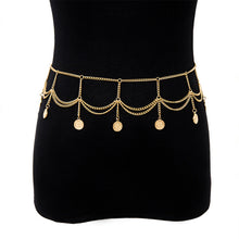 Load image into Gallery viewer, BLA Fashion Women's Chain Belt Waistband Wild Belt Chains Gold Silver Color Multilayer Long Chains Belts Party Dress Body Chain
