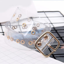 Load image into Gallery viewer, Fashion Transparent Women Belt Holographic Waistband Clear Waist Belt Metal Pin Buckle Laser Waist Belts for Women Belt
