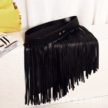 Load image into Gallery viewer, Fashion Women Ladies Hippie Boho Fringe Tassel PU Faux Leather Belt All Matching High Waist Long Belts Fringed Cummerbuns Skirt
