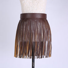 Load image into Gallery viewer, Fashion Women Ladies Hippie Boho Fringe Tassel PU Faux Leather Belt All Matching High Waist Long Belts Fringed Cummerbuns Skirt
