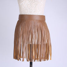 Load image into Gallery viewer, Fashion Women Ladies Hippie Boho Fringe Tassel PU Faux Leather Belt All Matching High Waist Long Belts Fringed Cummerbuns Skirt

